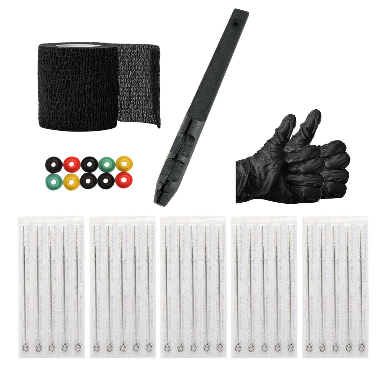 Hand Poke & Stick Tattoo Kit Tattooing Supply with Needles Bandage Tape safely