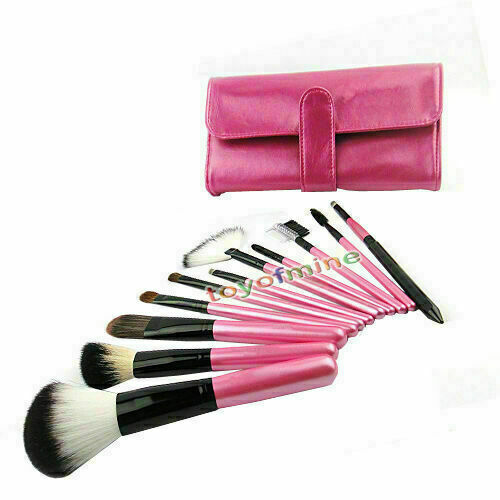 Pro 11 PCS  Makeup Brushes Eyeshadow Powder Cosmetic Tool Case Bags Kit New