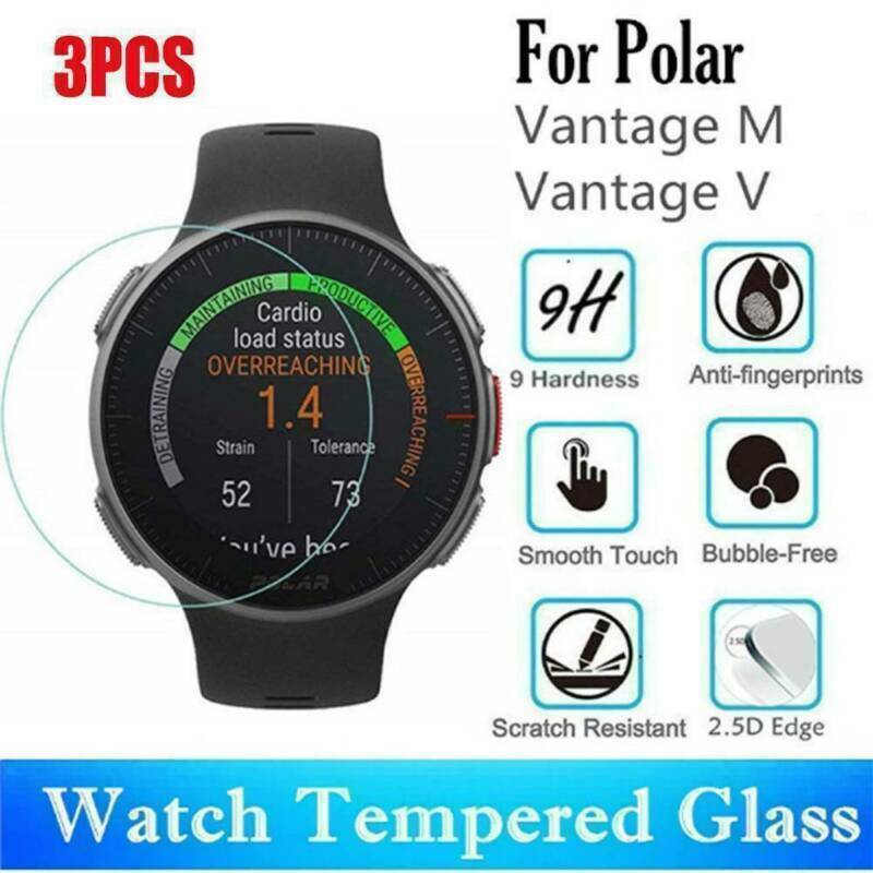 3PCS for Polar Vantage V/M Watch Clear Tempered Glass Screen Protector Film--
