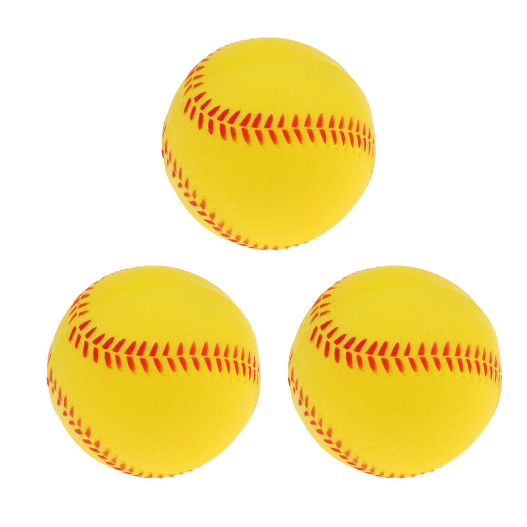 3x 9inch Exercise Batting Training Baseball Softball Bouncy Ball Yellow