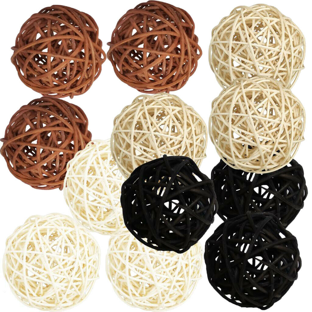 12Pcs Mixed Rattan Wicker Balls Decoration Ornaments Wedding Party Table 5cm