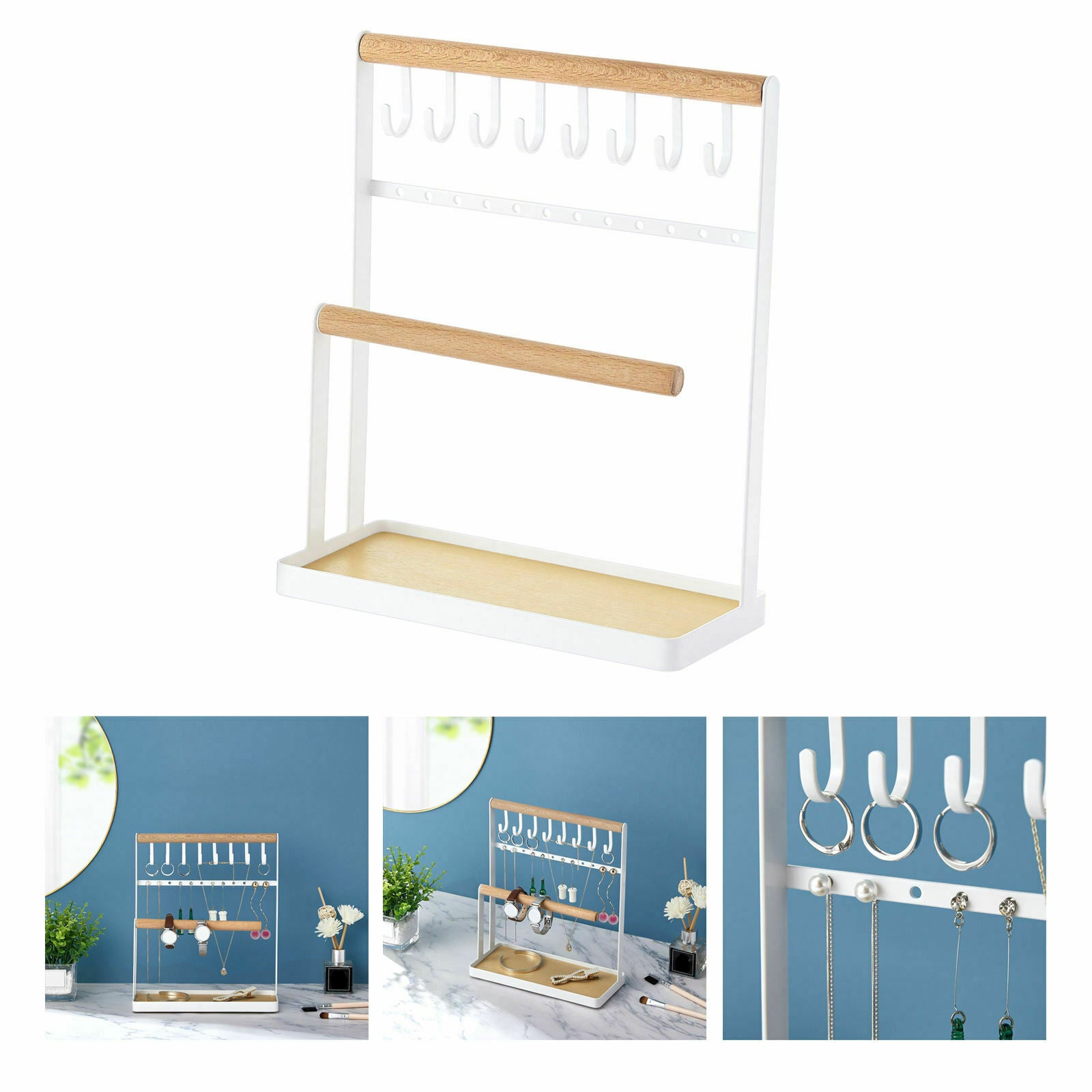 Jewelry Display Rack Props Iron Hooks Tray Holder for Earring Hairclip Store