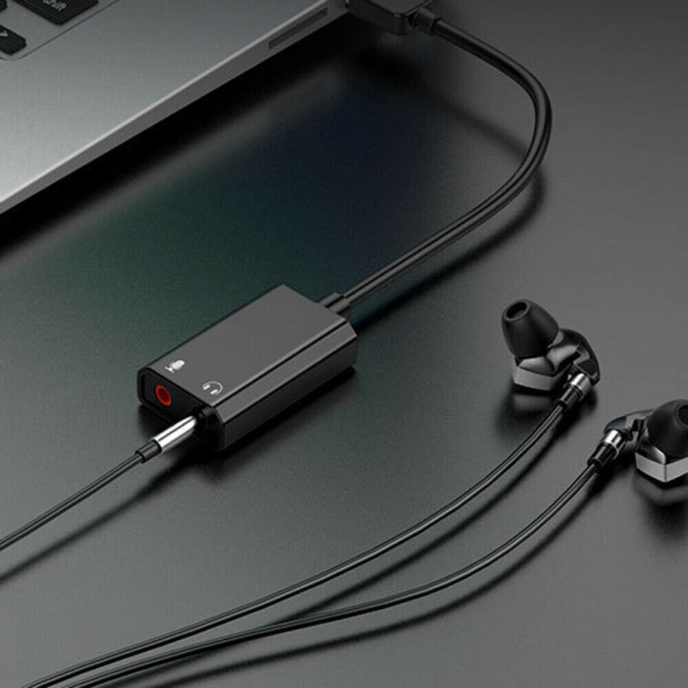 External USB Sound Card Audio Adapter 3.5mm For Headset Mic Jack Laptop PC