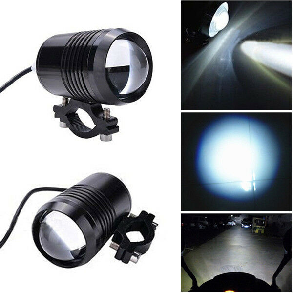 2PCS LED U1 Lens Motorcycle Bike Headlight Driving Fog Light Spot Lamp & Switch