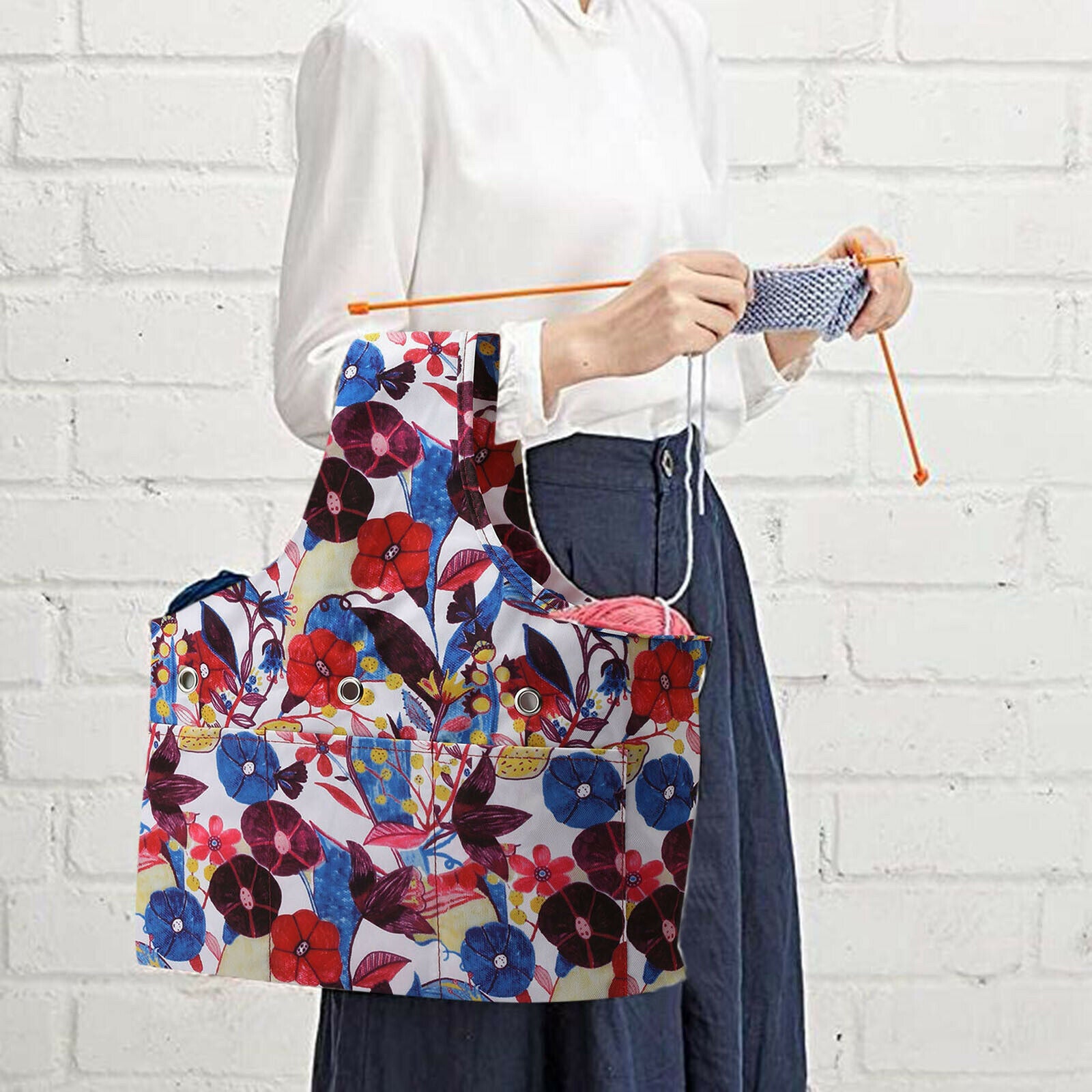 Knitting Tote Bag Yarn Storage Organizer Knitting Needles Crochet Supplies