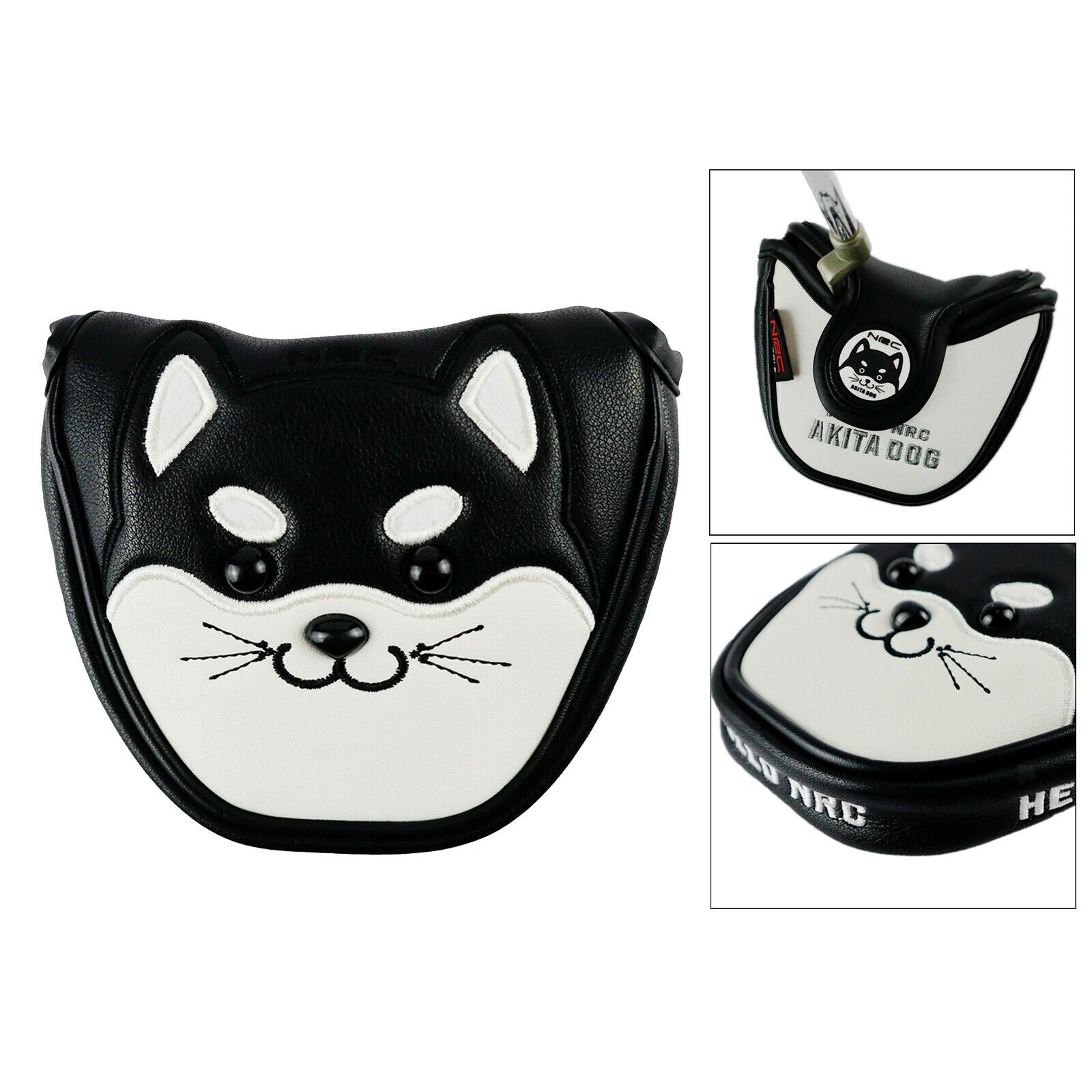 Cute Design Golf Club Mallet Putter Head Cover Protect Clubs Headcover, Black +
