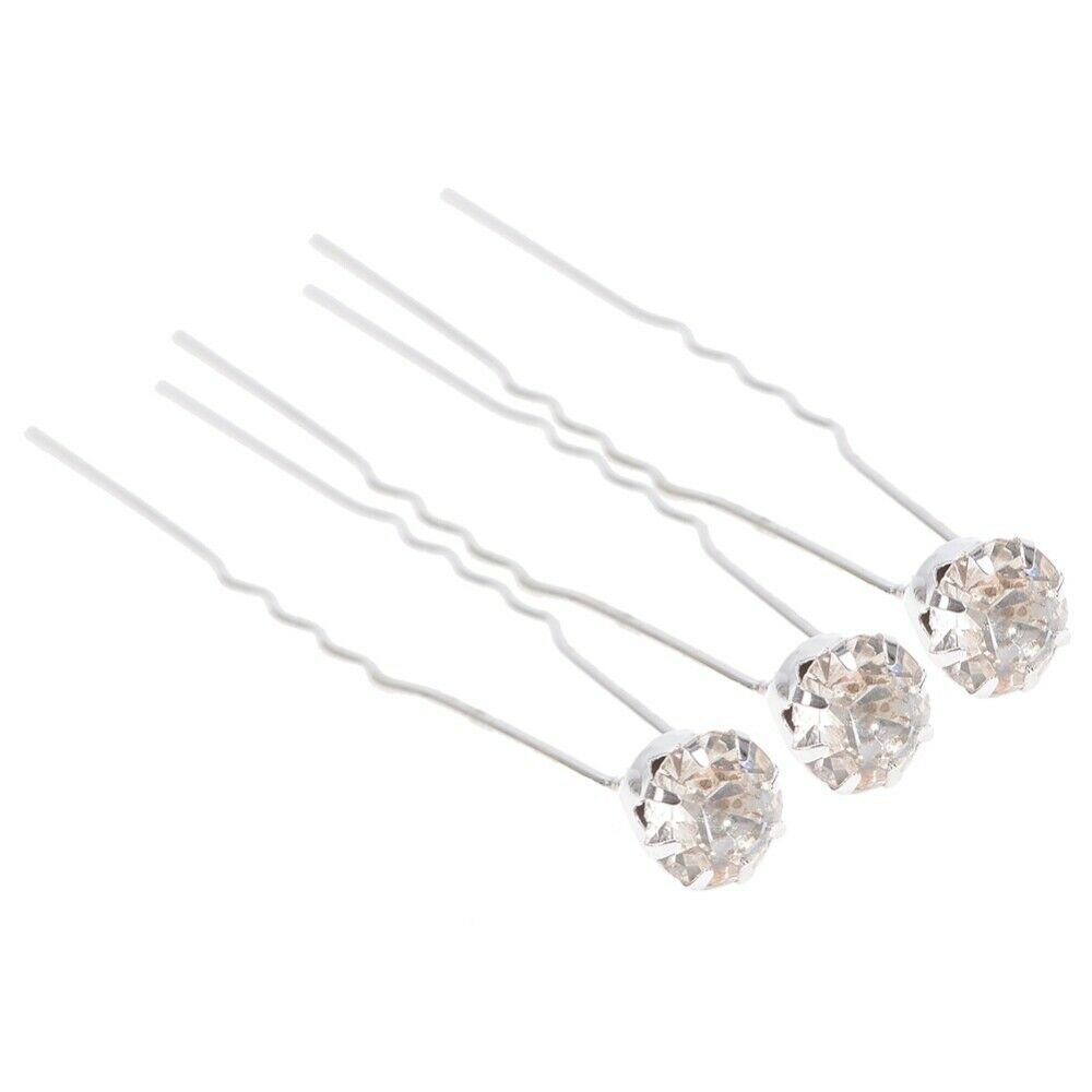 20pcs Wedding Bridal Flower Crystal Hair Pins Clips Bridesmaid U-shaped Hairpin