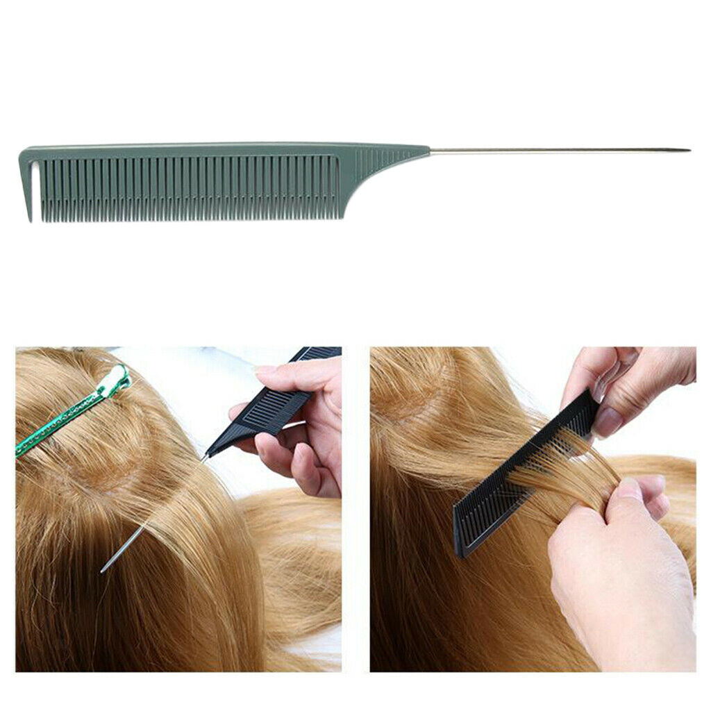 2Pcs Sectioning Weaving Highlighting Foiling Hair Comb for Salon Brush Gray