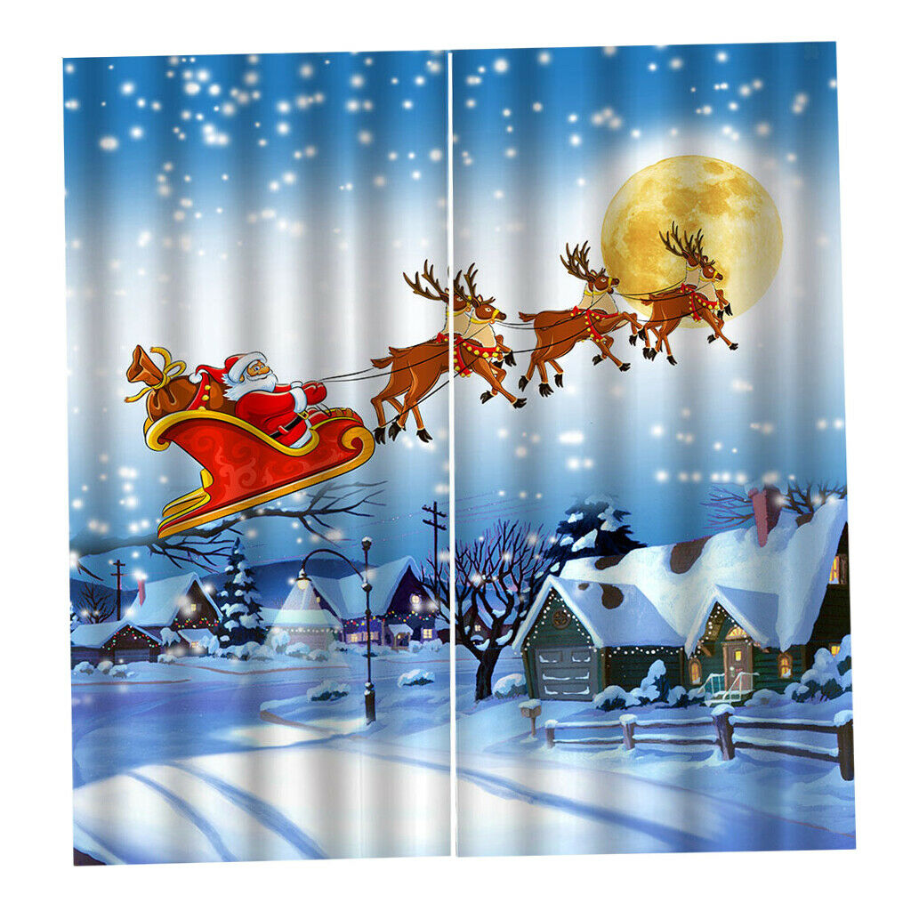 Christmas Shower Curtains, Colorful Xmas Wooden Window, Polyester Fabric Winter