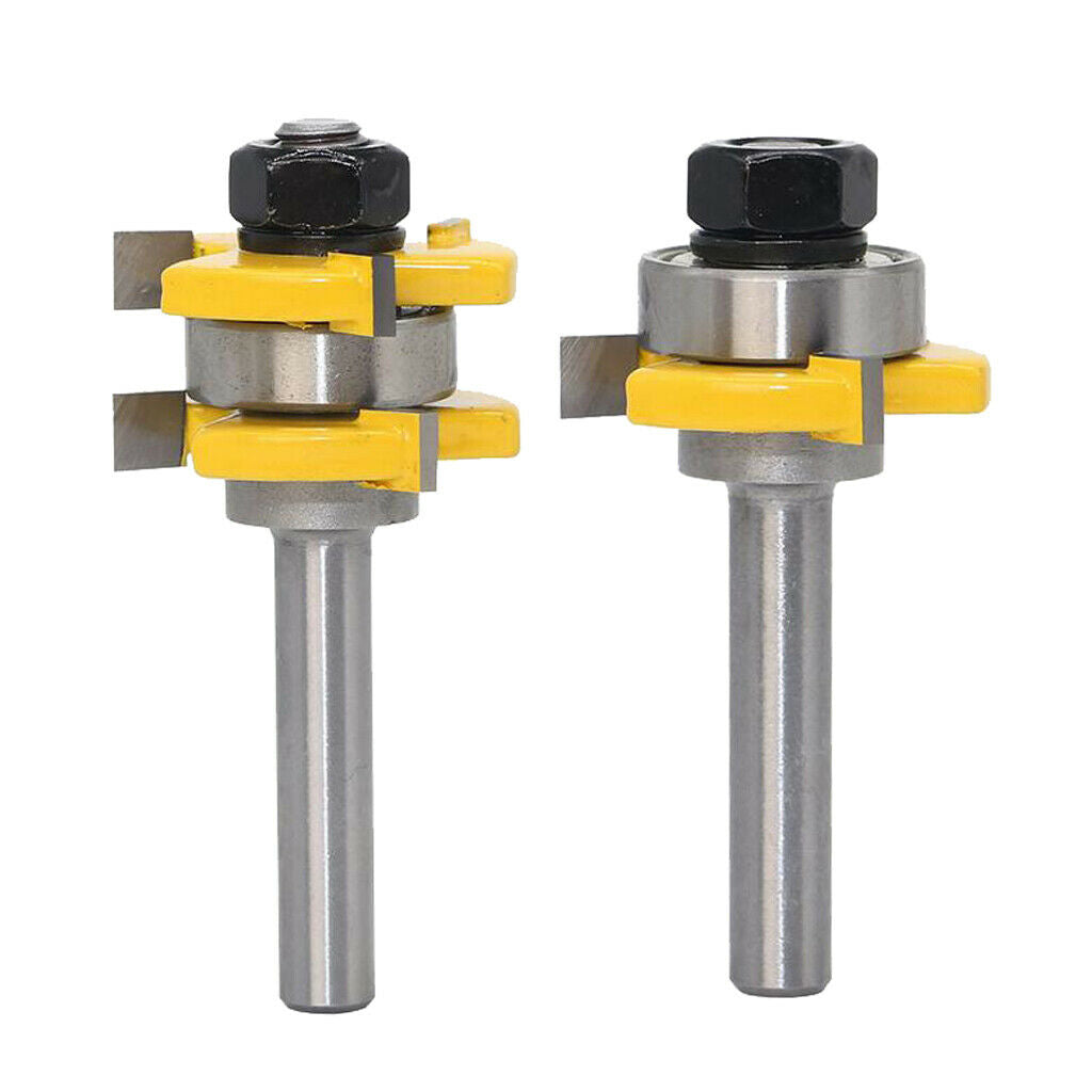 2pc 1/4" Tooth 3 Wing Tongue and Groove Router Bit 3/4" Stock 5/16" Shank