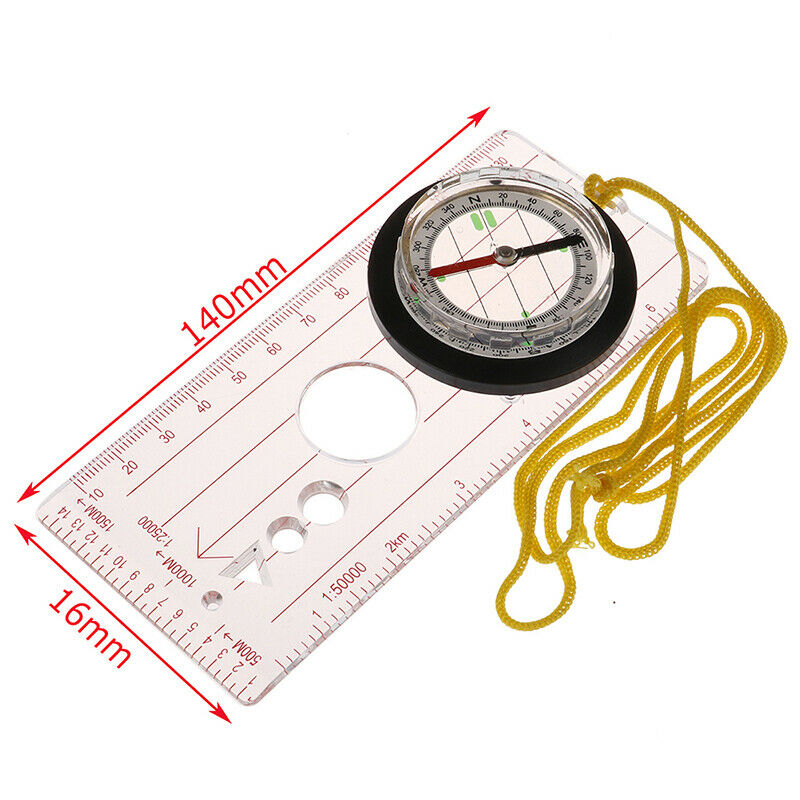 1pc Camping Compass Baseplate Ruler Map Scale Compass Race Hiking Compas.H2B Qx