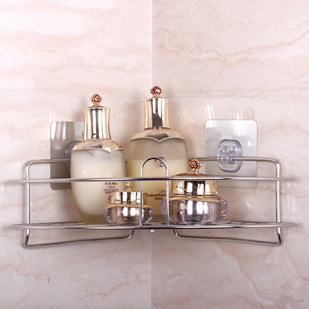 Stainless Steel Storage Caddy for Bathroom Shower Bath Basket Adhesive