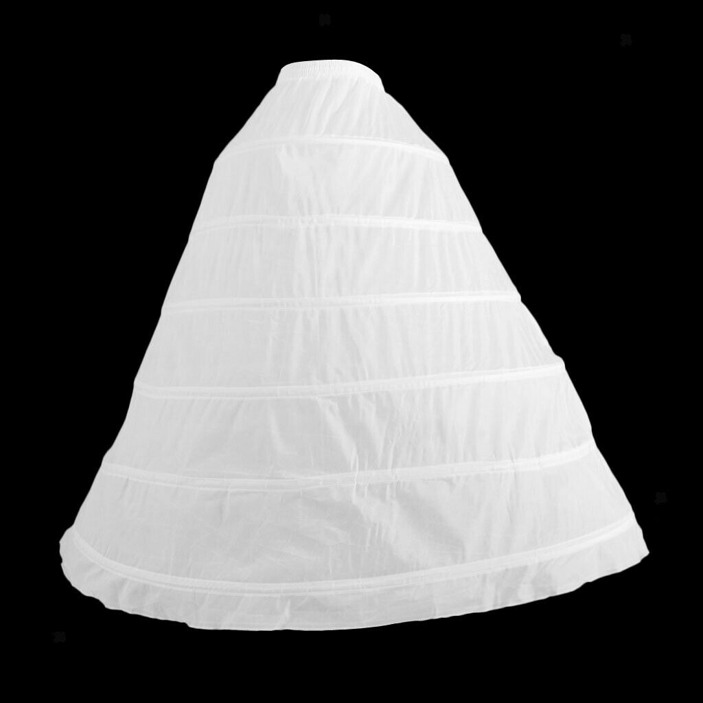 Womens 6 Hoops Skirt Crinoline Petticoats Slips Floor Length for Bridal Gown
