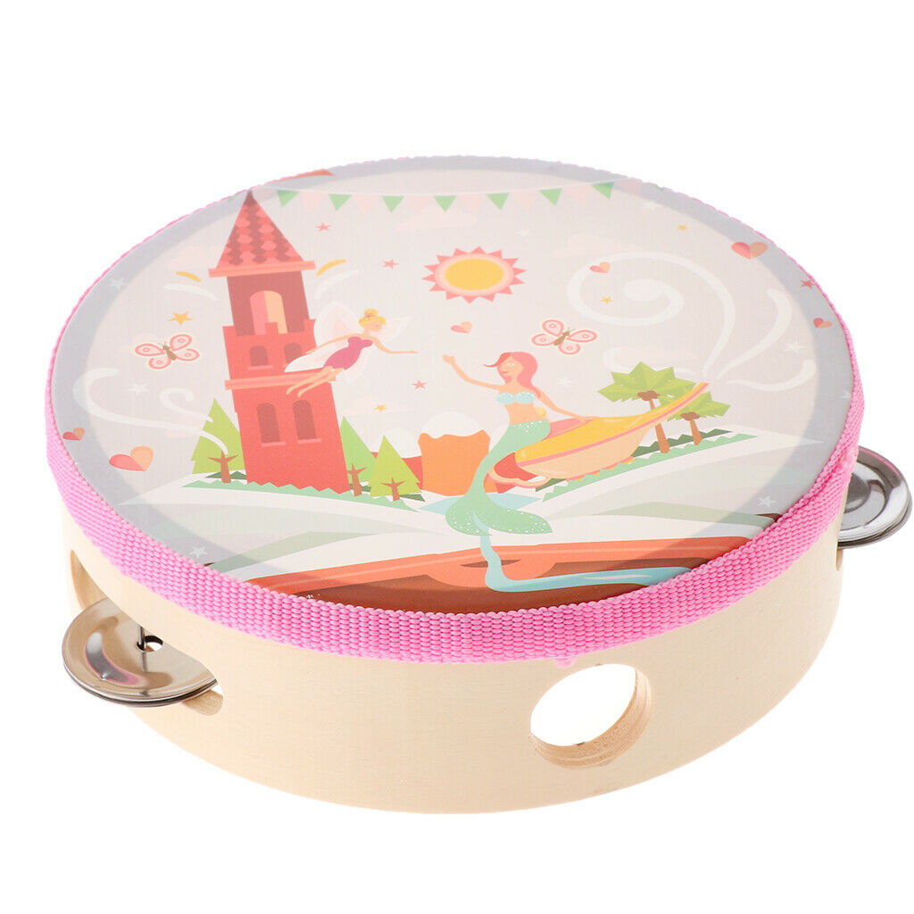 Wooden Hand-held Tambourine Drum Bells Musical