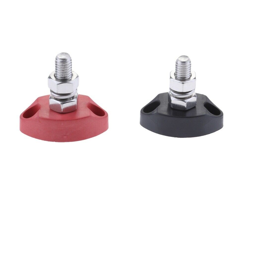 1 Pair Red & Black Junction Block Power Post Set Stainless Steel for Marine Car