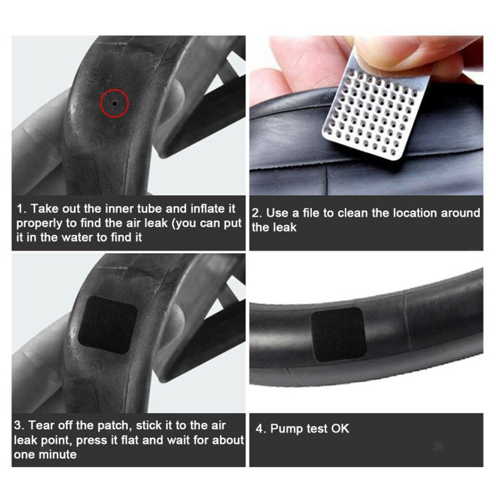Portable 4.3x3.3cm Bike Tire Patch Glueless Square Patches Tyre Storage Case