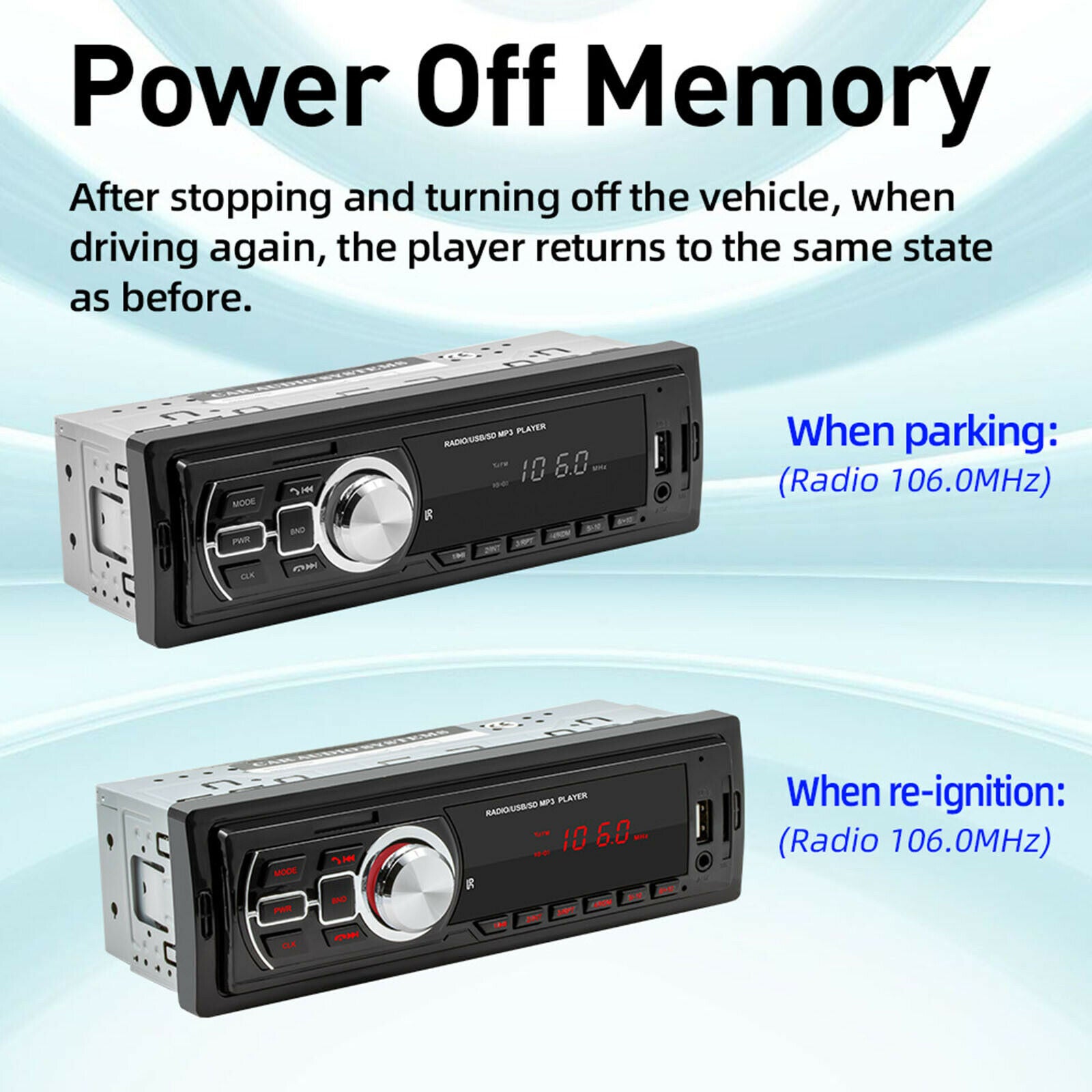 Bluetooth Car Stereo In-dash Head Unit Audio FM Radio MP3 Player USB AUX
