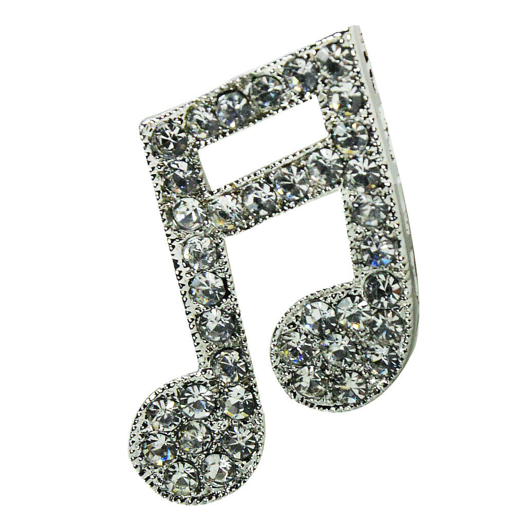 2Pcs Women Alloy Musical Symbol Enamel  Brooch Lapel Pin Collar Tips Black