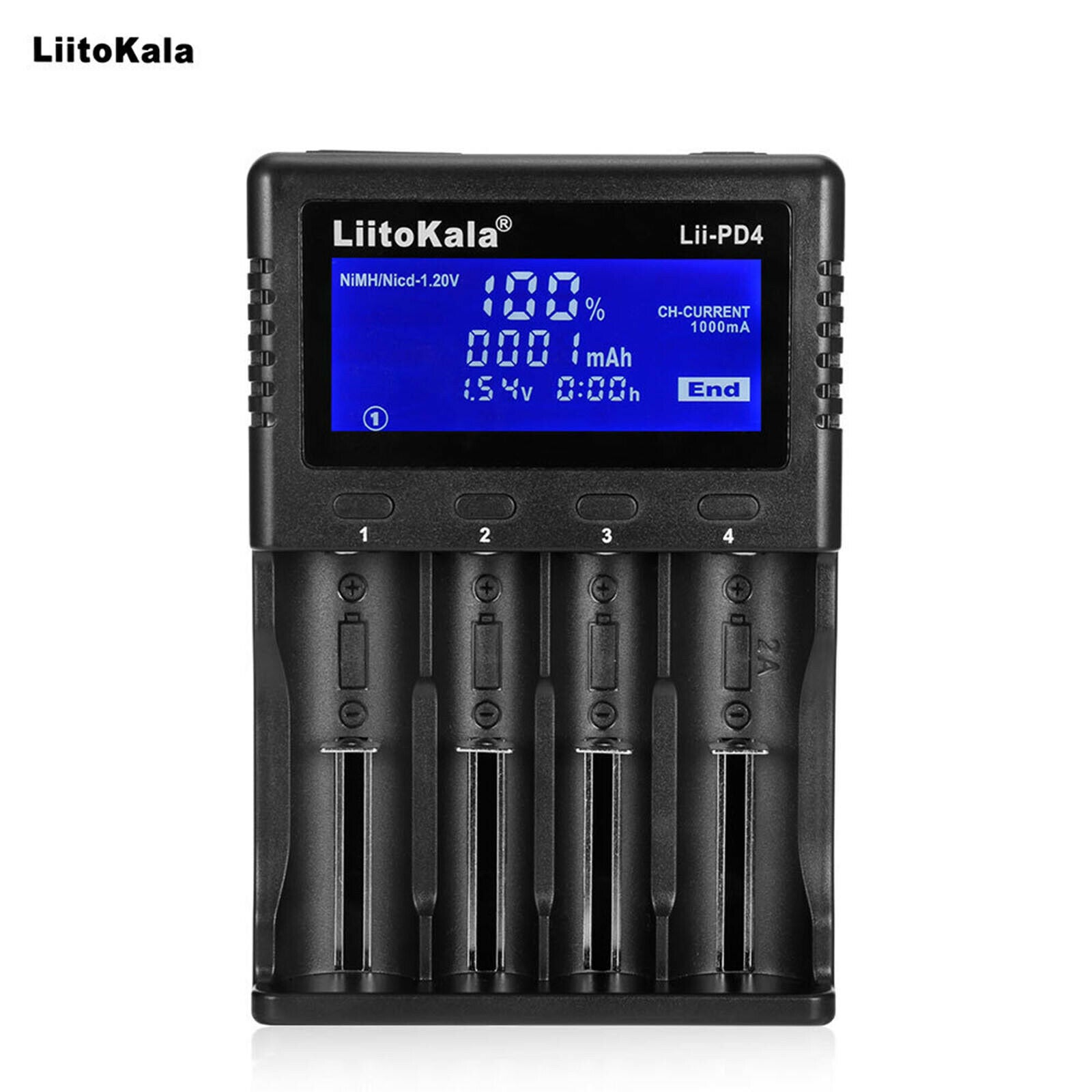 Lii-PD4 4 Slots Lithium Battery Charger for 18490/18350 LCD Display Compact