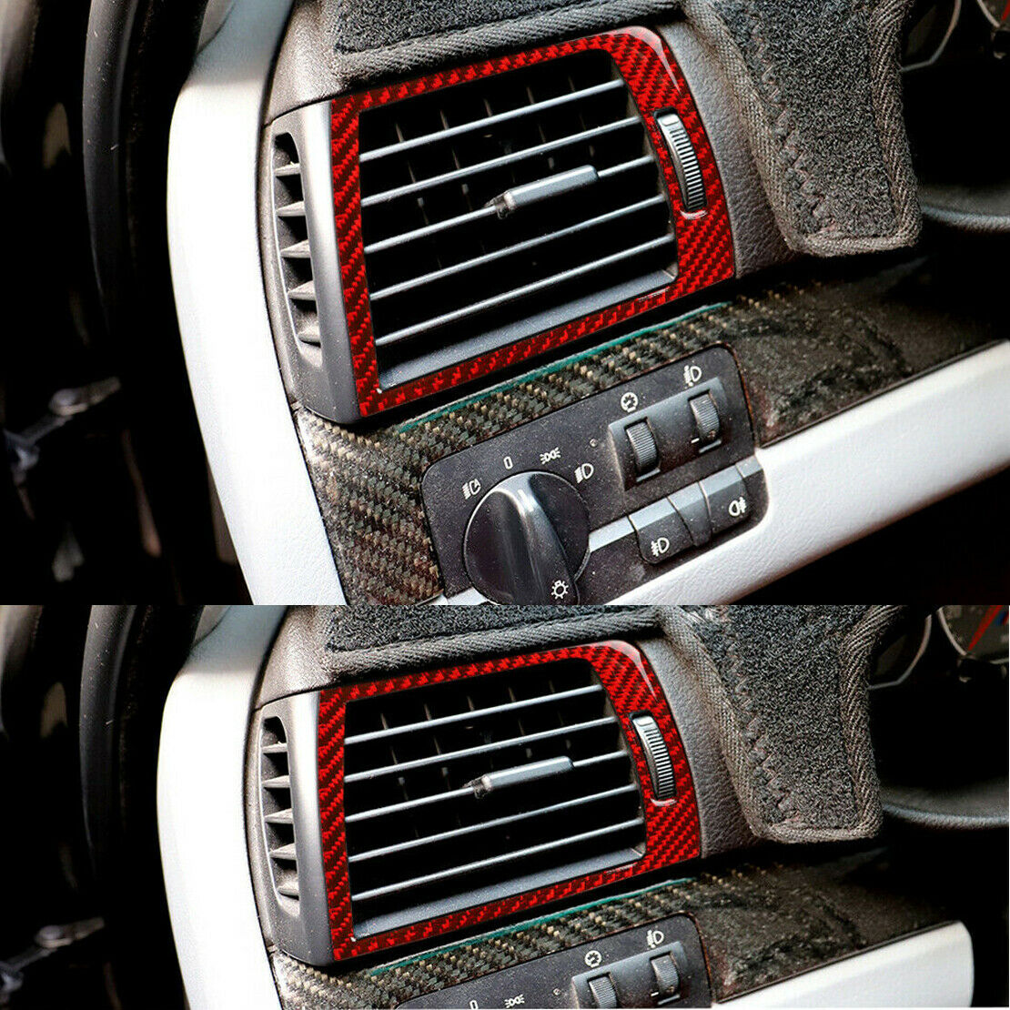 2x Carbon Fiber Air Vent Outlet Trim Cover Fit For BMW 3 Series E46 1998 to 2005