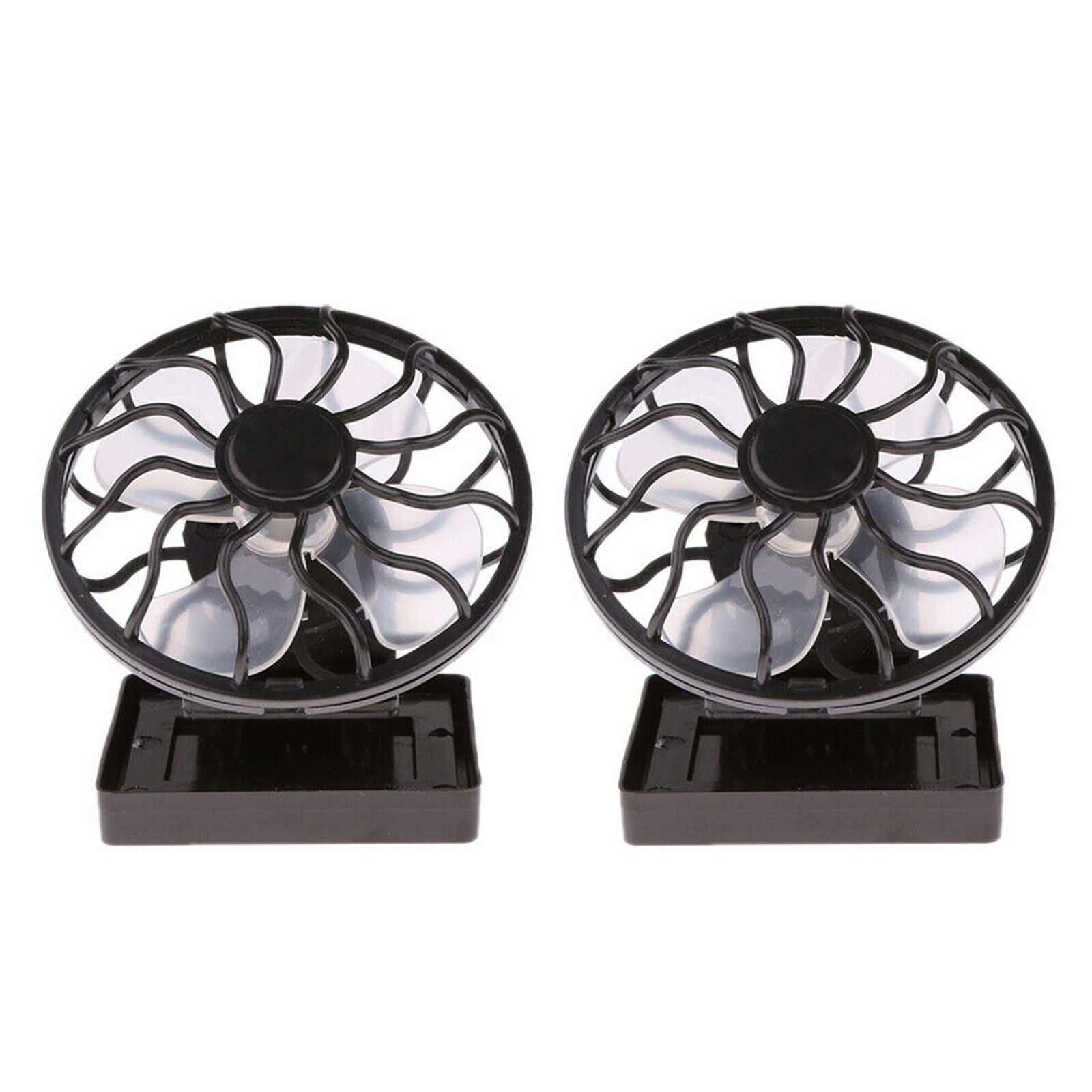 2x Clip-on Hat Mini Solar Fan for Camping Fishing Air Cooling Fan Handsfree