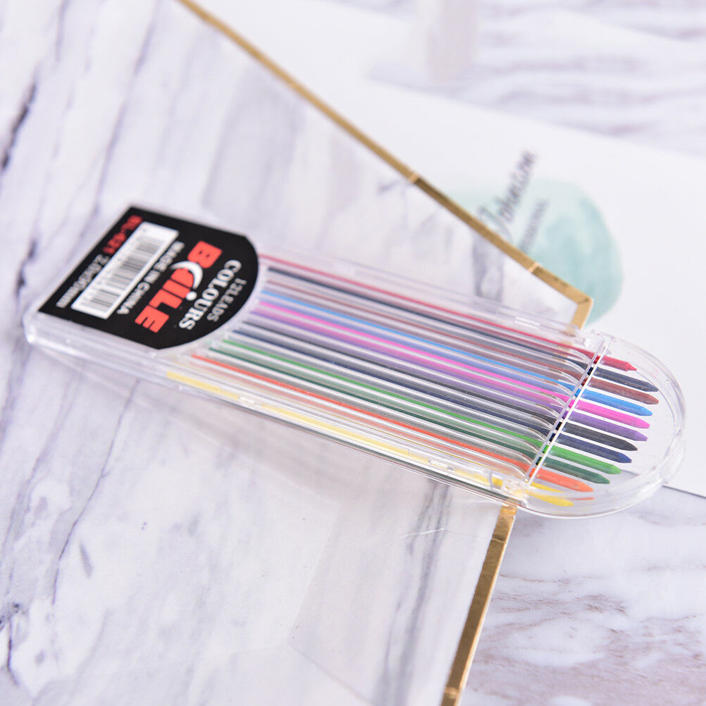 2.0mm 2B Colored Pencil Lead 2mm Mechanical Clutch Refill Holder 12 Colors SetDD