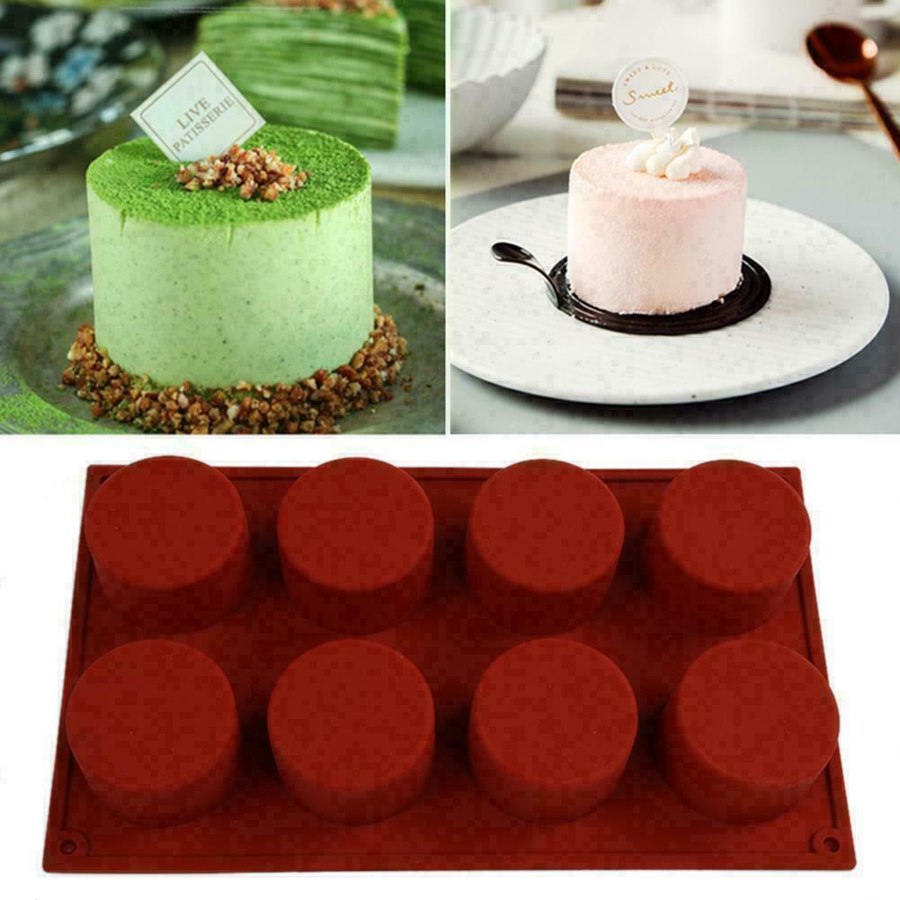 8Grids Round Silicone Mold Soap Cake Bread Cupcake Cheesecake Mould Baking U8W8