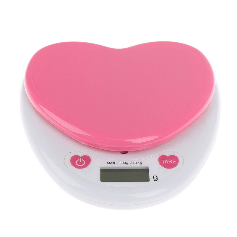Digital Kitchen Scale LCD Monitor Auto Zero Auto Poweroff Solid Heart Shape BDA