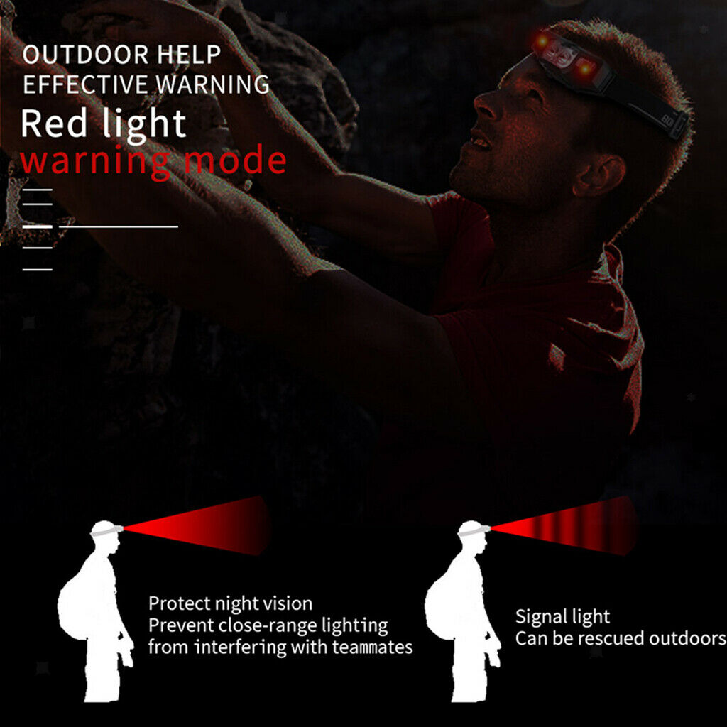 LED USB Motion Sensor Headlamp Waterproof Head Lamp Flashlights Camping