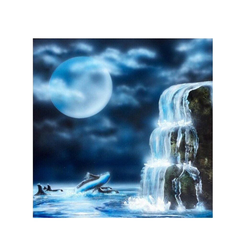 Full Drill Moon Waterfall DIY Diamond Painting Embroidery Cross Stitch Kit