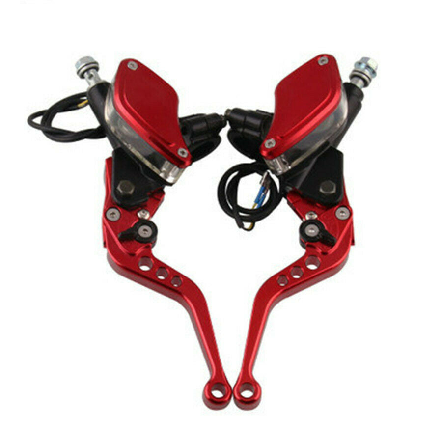 1 Pair Red CNC Motorcycle Hydraulic Brake Clutch Master Cylinder Reservoir Lever