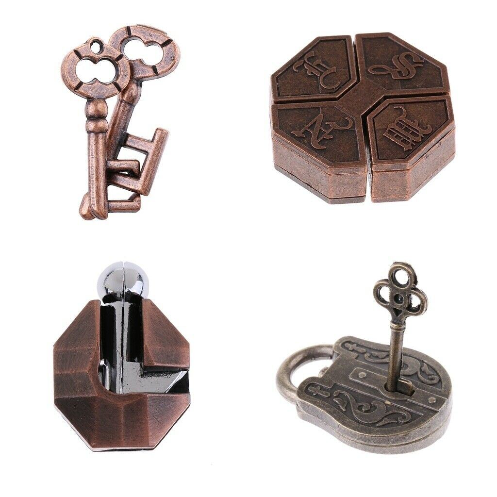 4pcs Lock Puzzles Metal Brain Teaser IQ Mind Toys Game for Kids Children