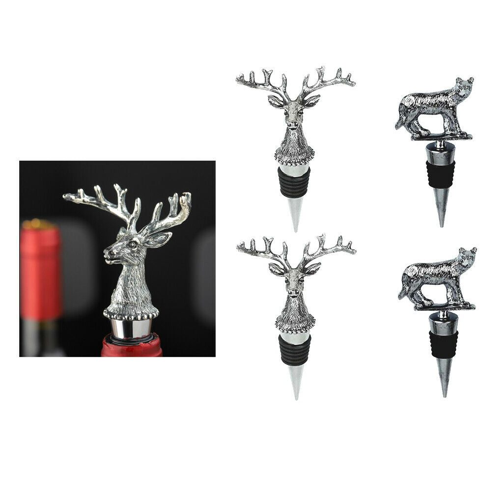4PCS Christmas Tiger & Reindeer Bottle Stopper - Reusable and Unbreakable Sealer