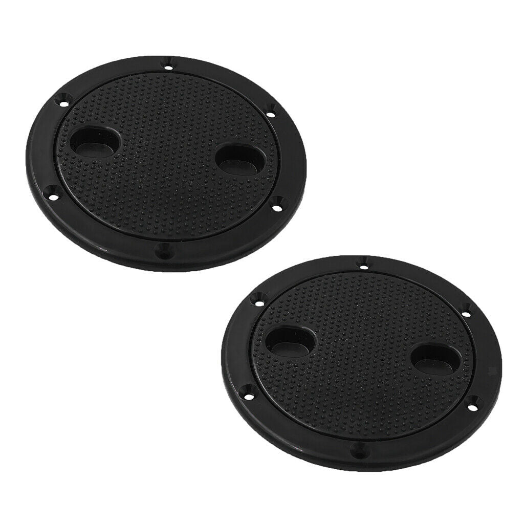 2pcs Marine Boat RV Black 6" Access Hatch Cover Twist Screw Out Deck Plate