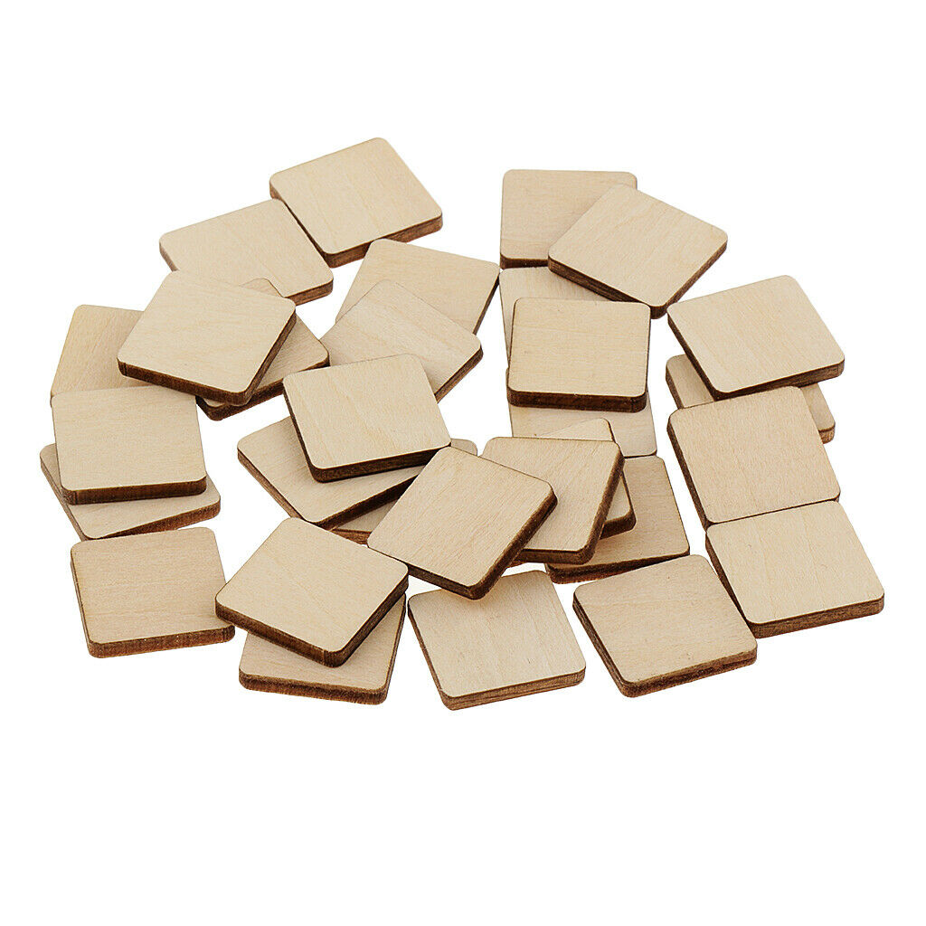30x Square MDF Unfinished Wood Plaque for DIY Art Craft Pyrography, 20x20mm