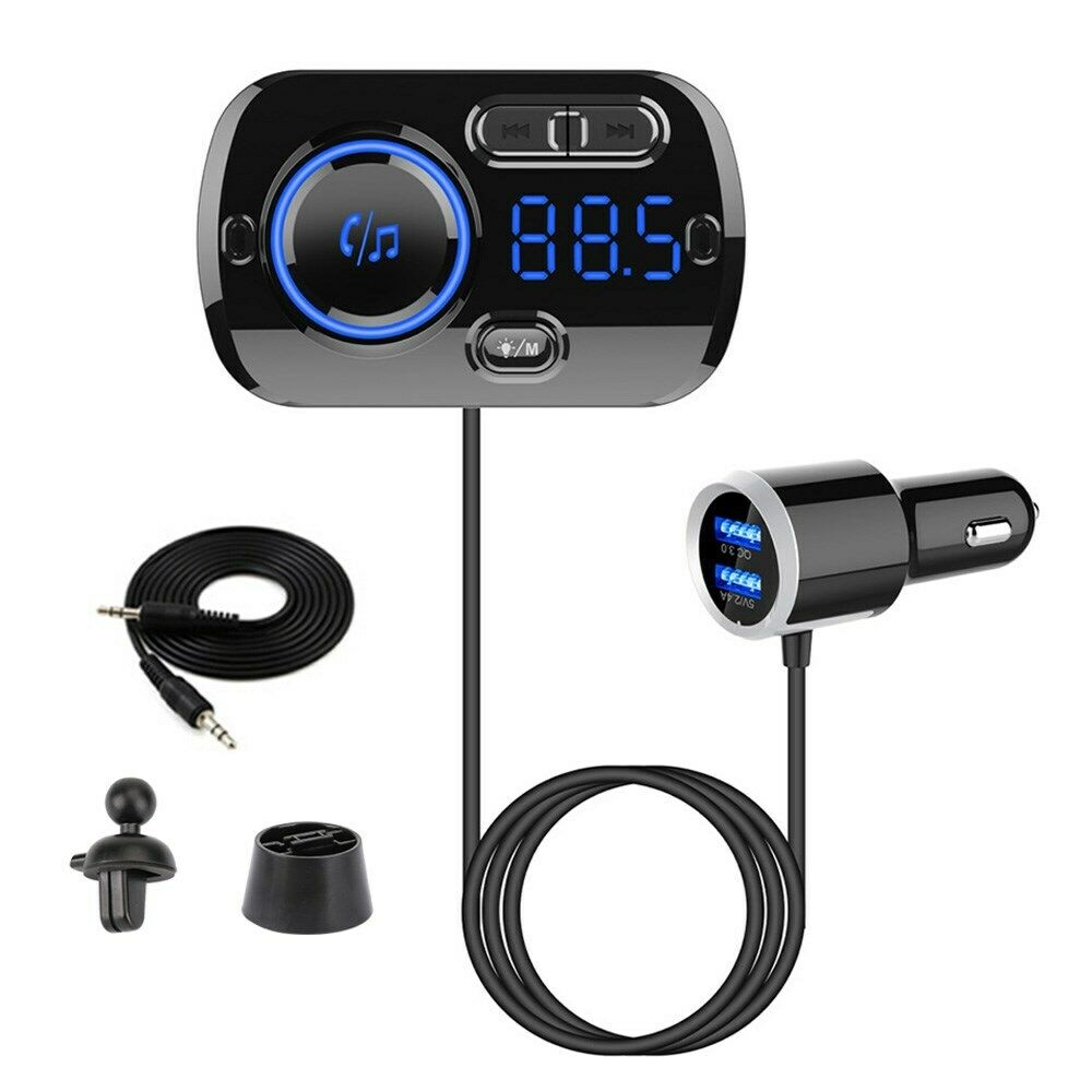 QC3.0 Bluetooth FM Transmitter Wireless Radio Adapter Car Mp3 Player CA