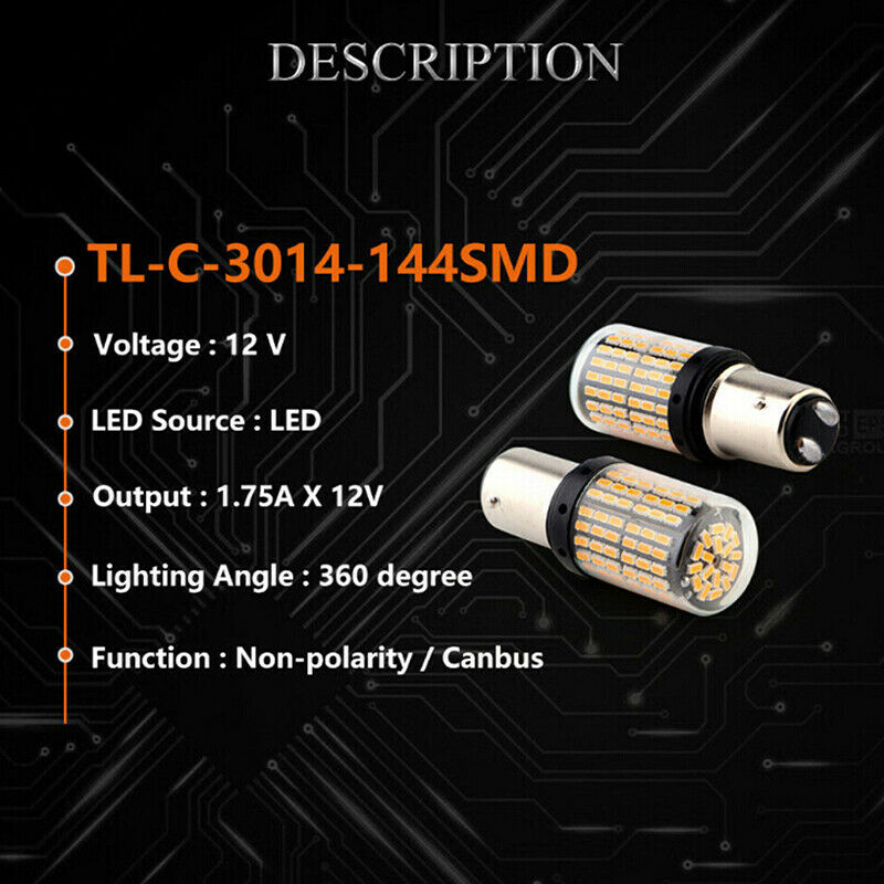 1Pc 1157 LED White Canbus 3014 144-SMD Car Turn Signal Brake Light No FlashSJCA