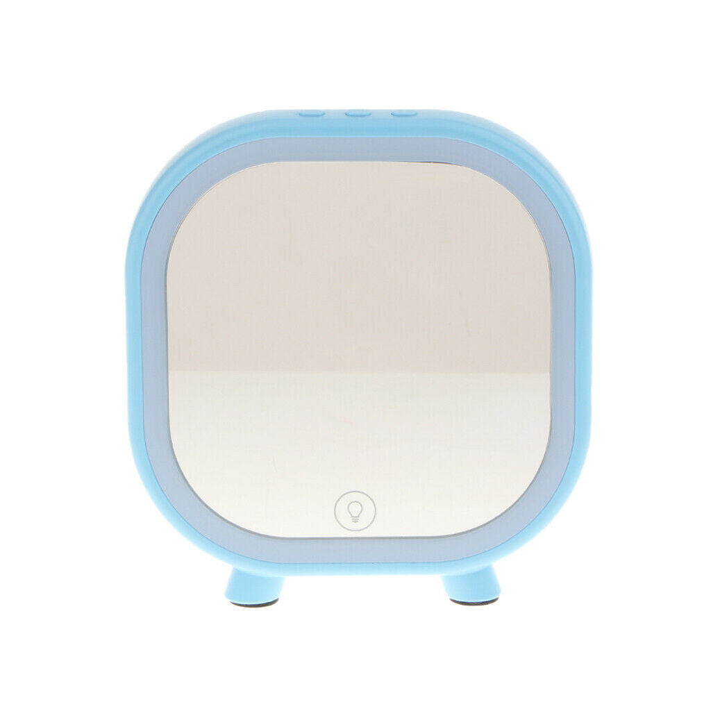 Wireless Bluetooth Speaker USB FM Radio Stereo LED Makeup Mirror Audio Blue