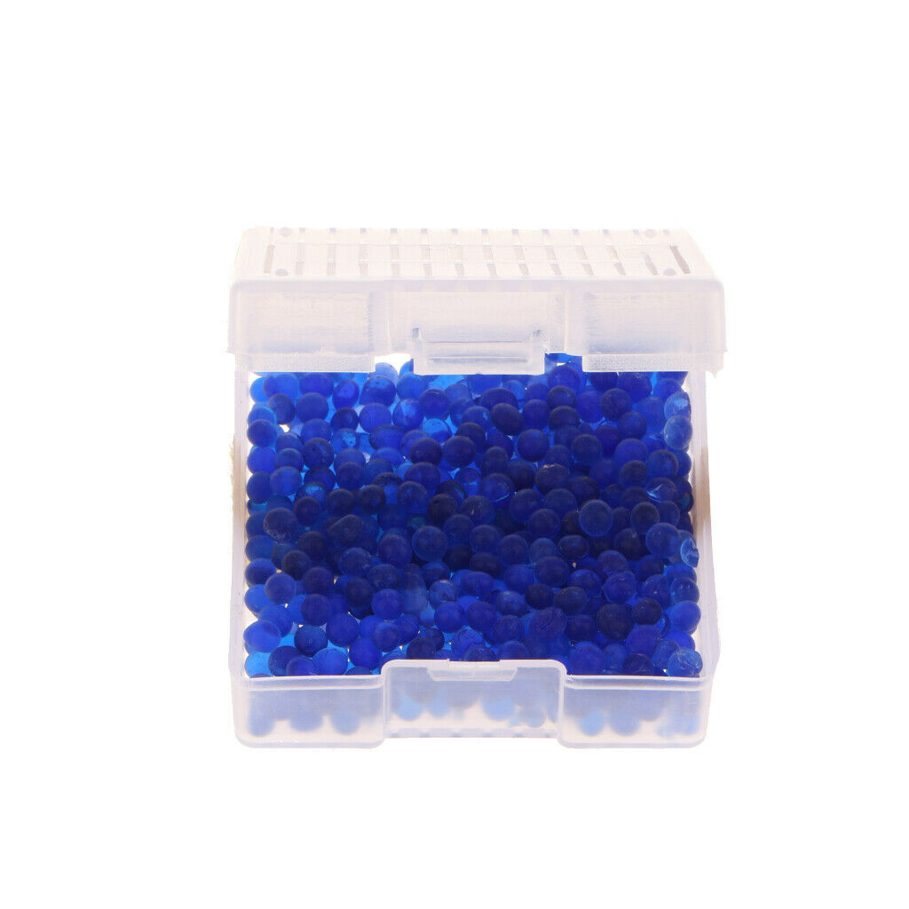 2x Desiccant Indicating Silica Gel with Reusable Hard Plastic Canister -Blue