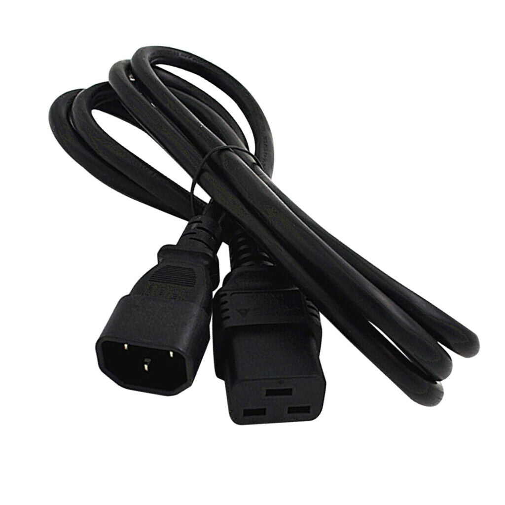 16A IEC 320 C14 to C19 AC Power Extension Cord Cable for PC PDU UPS Black