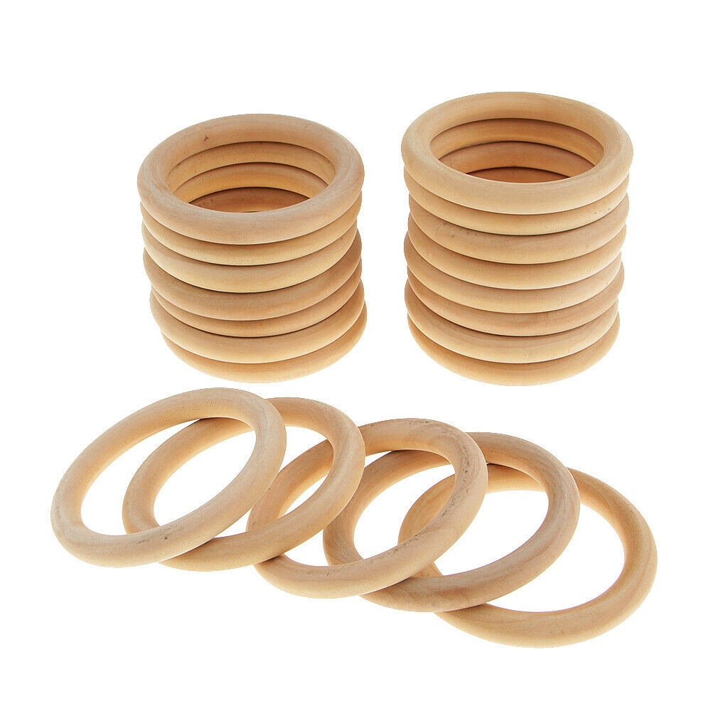 20Pcs Natural Wooden Rings for Craft Pendant Connectors Jewelry Making 80mm