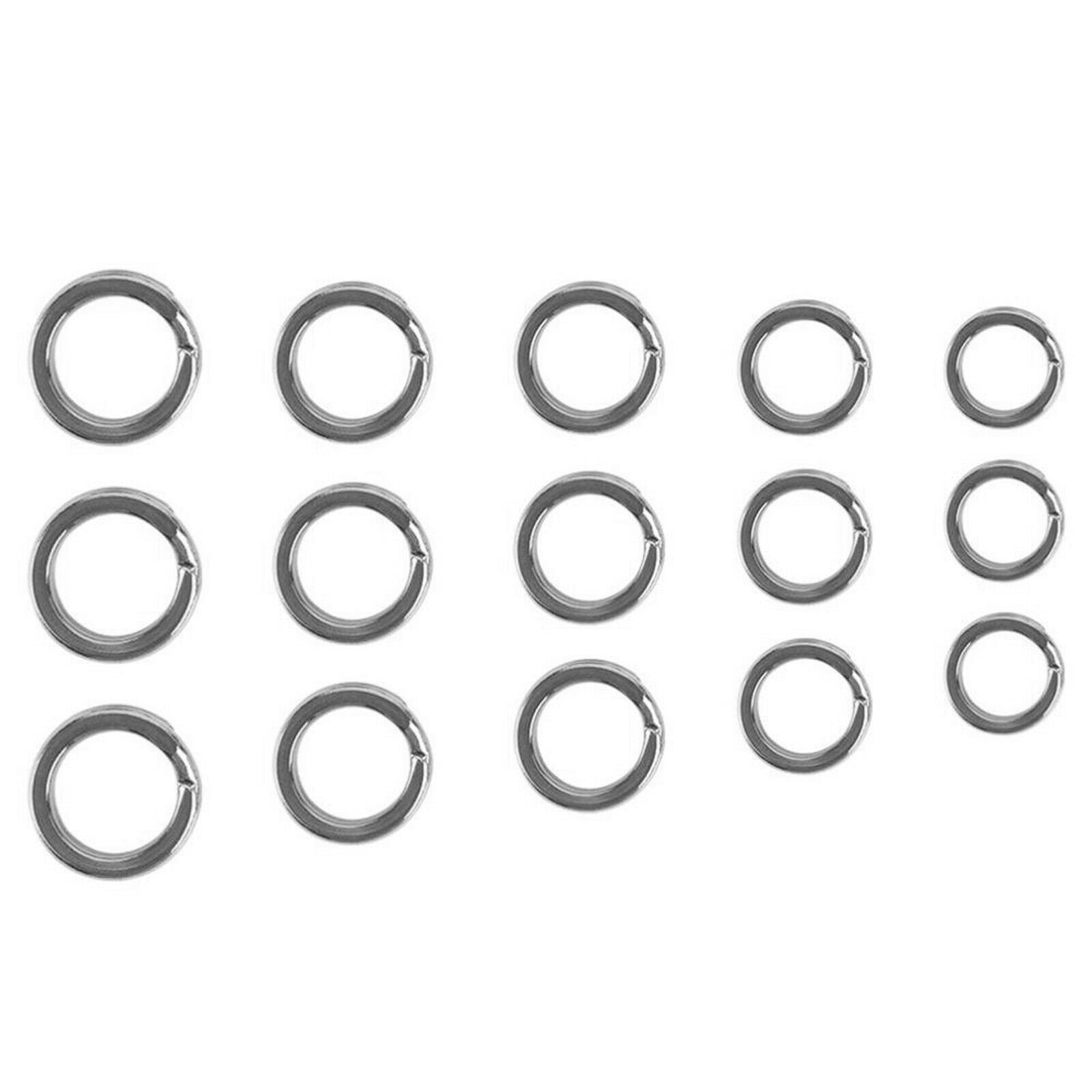 200Pcs Fishing Split Rings Stainless Steel Lure Connectors Kit Heavy 5 Sizes