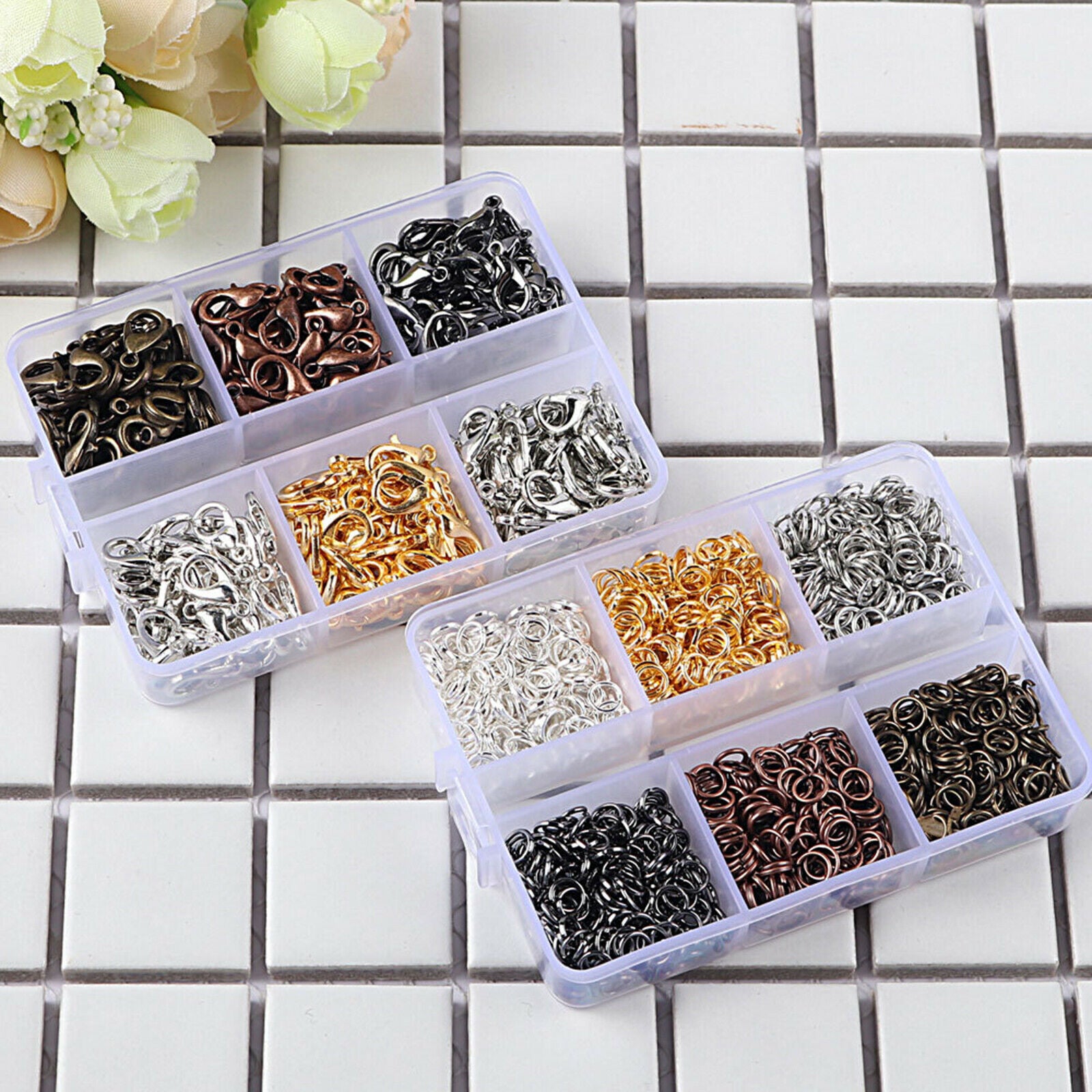 2 Box Lobster Claw Clasps Findings Kit & Jump Ring for DIY Jewelry Making