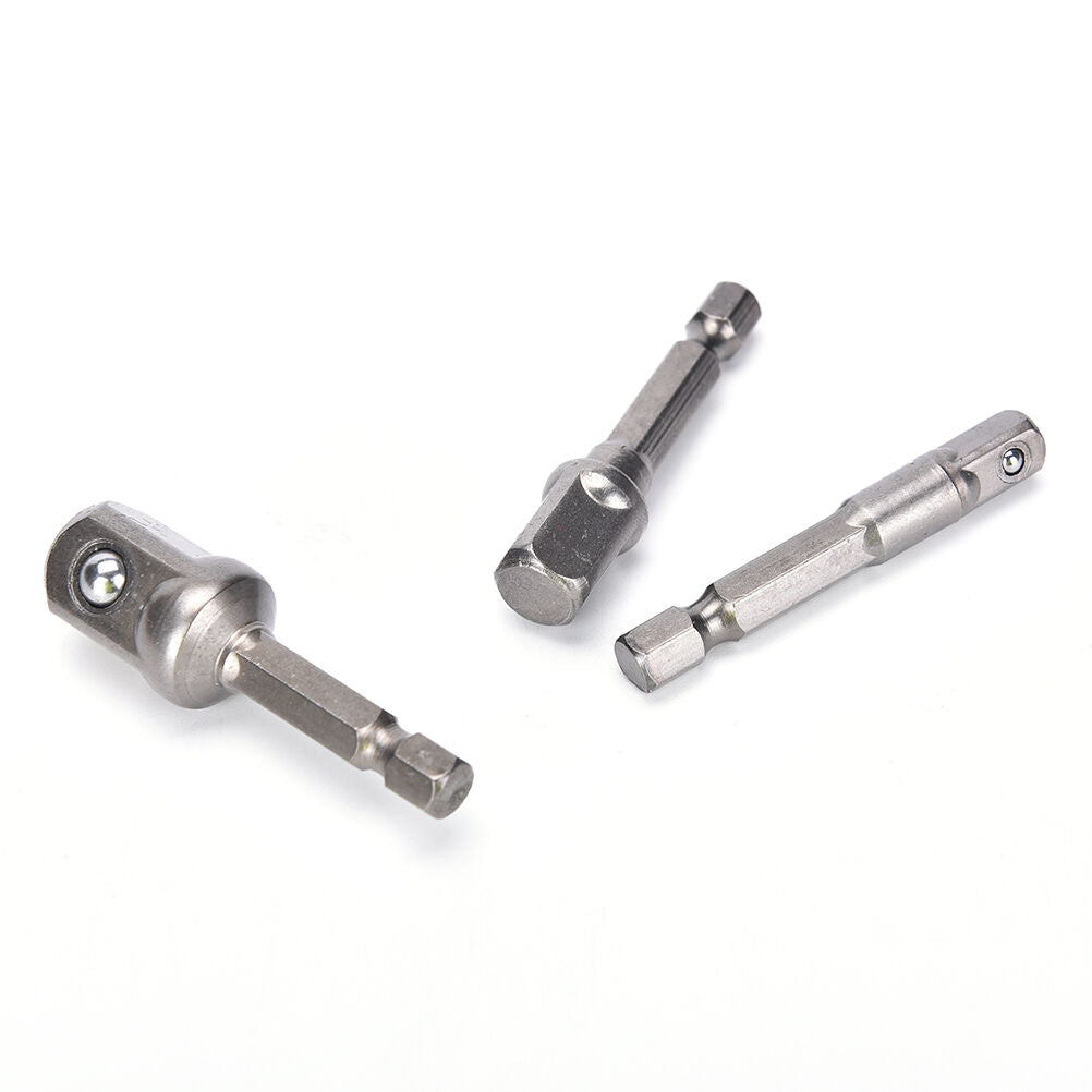 3pcs Chrome Vanadium Steel Socket Adapter Set Hex Shank to 1/4" 3/8" 1/2.l8
