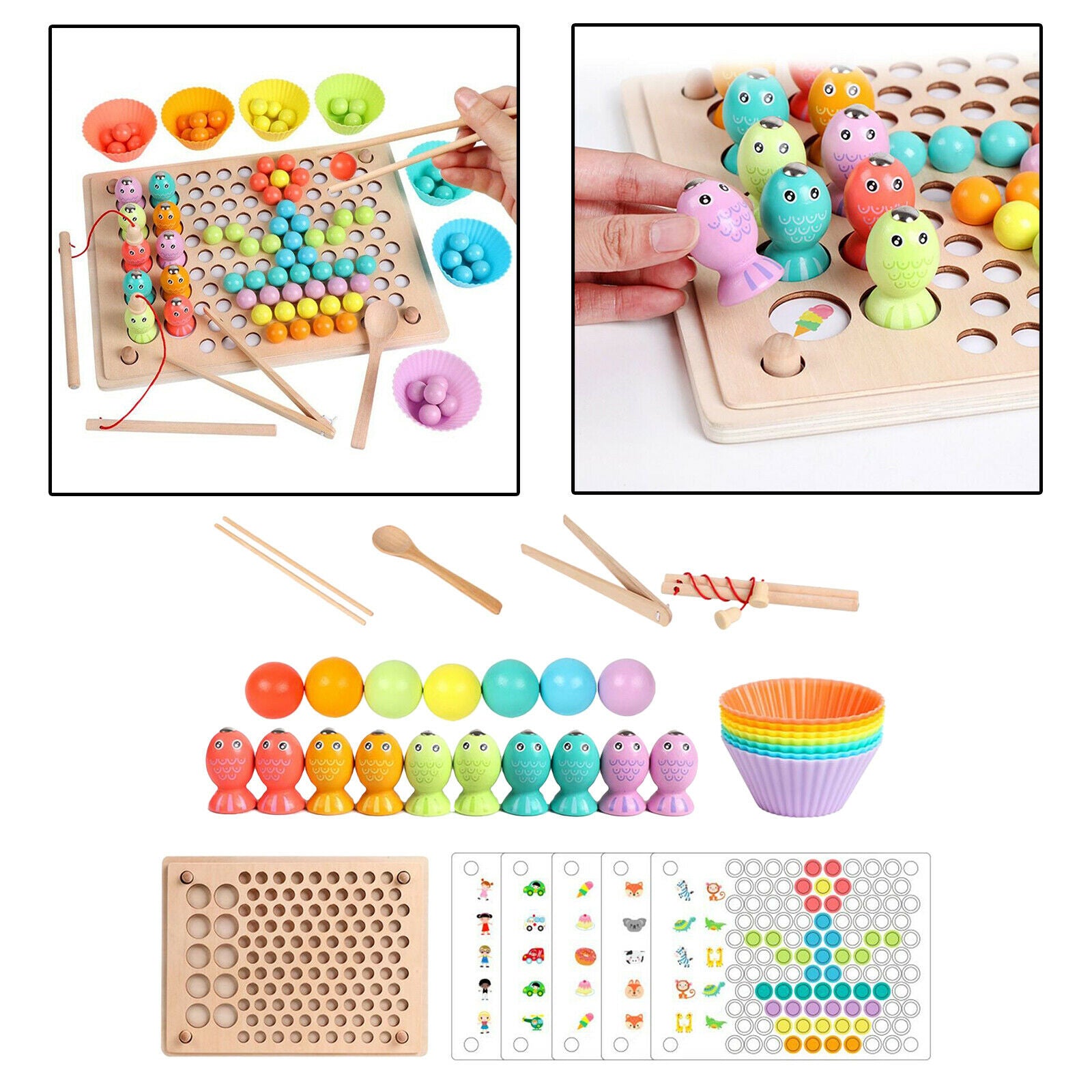 Montessori Toys Board Fishing Game Play Set Learning Toys Math Toys Gifts