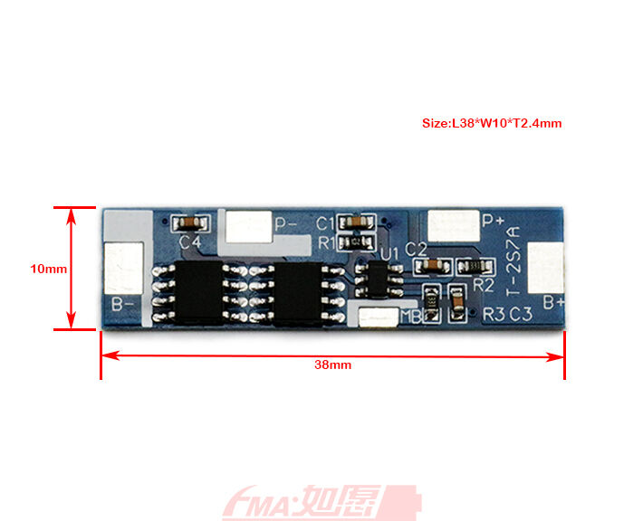 LiFe Battery PCM Protection Circuit Module BMS For 2S 6.4V LiFePO4 C:7A 2S7W002