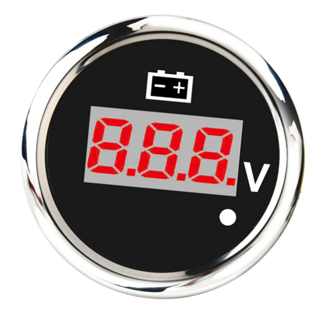 2'' 52mm Waterproof Voltage Meter Red LED for DC 12V-24V Car Motorcycle Auto