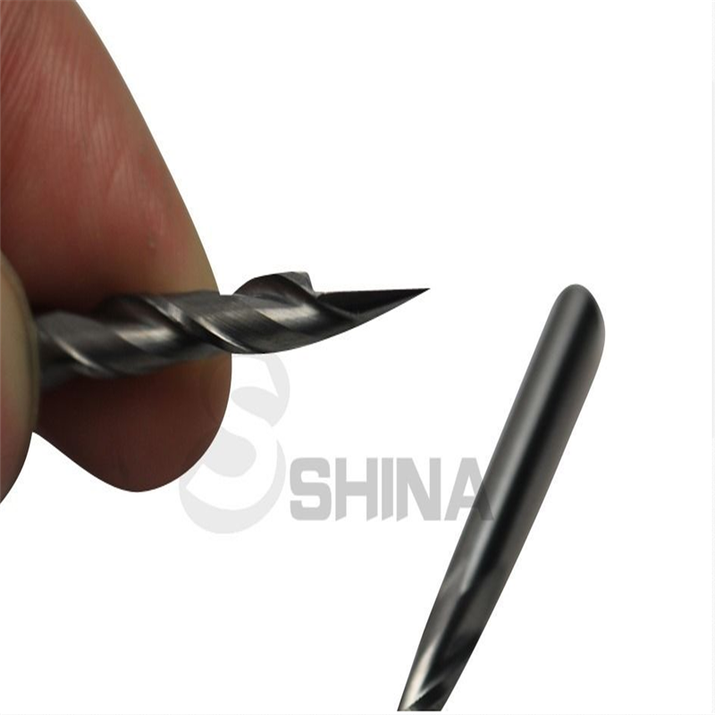 5Pcs 3mm 30 deg 0.1mm Tungsten Carbide Two/Double Flutes Spiral Engraving Bit