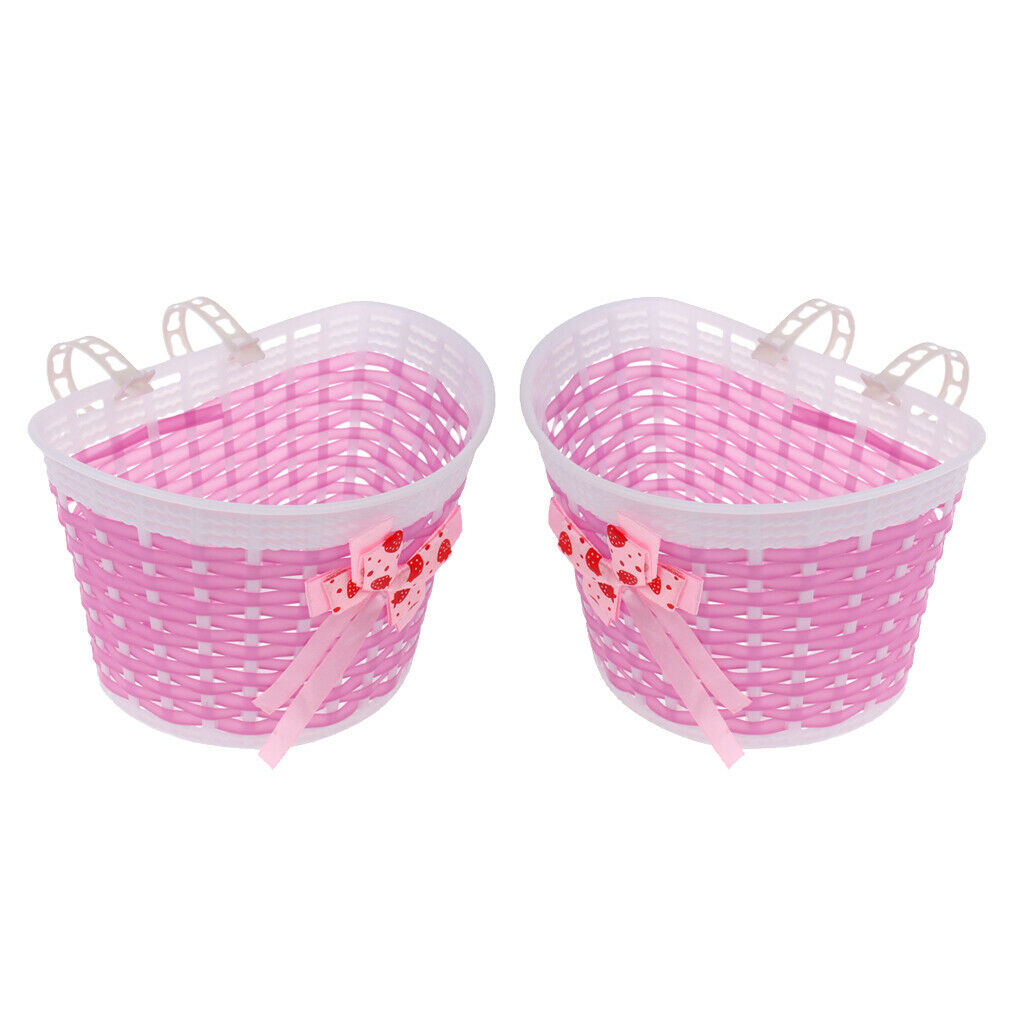 Lots 2 Girls Bike Front Basket Child Kids Shopping Holder Bowknot Baskets