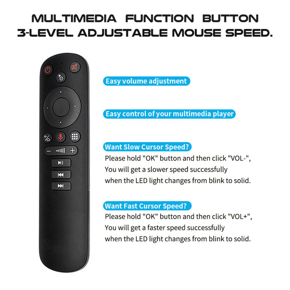 Wireless Fly Air Mouse IR Learning 2.4GHz Smart Voice Remote Control for TV Box